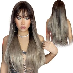 Lace Front Wigs for Women Hair Synthetic Wig with Dark Roots